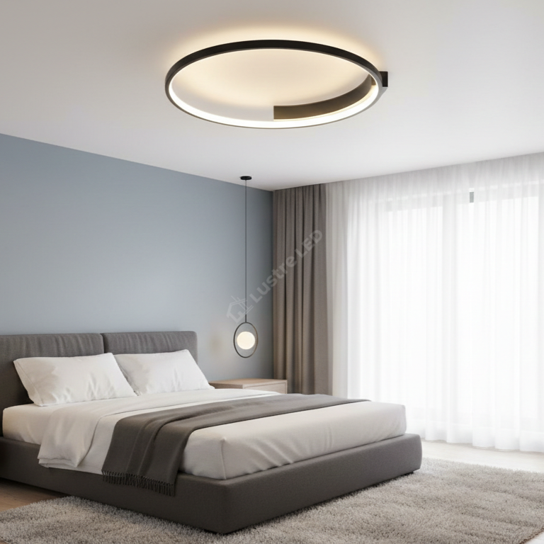 Lustra LED Aplicata JORY White&Black Telecomanda Echivalent 600W