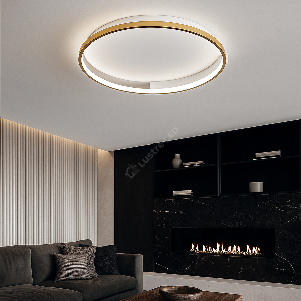 Lustra LED Aplicata JORY White&Gold Telecomanda Echivalent 600W Lighting Fixtures