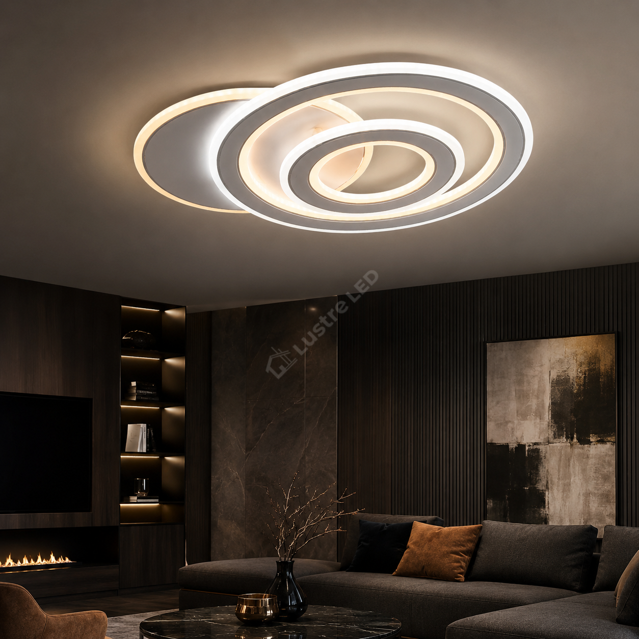 Lustra LED Aplicata REIMS White Echivalent 400W Telecomanda