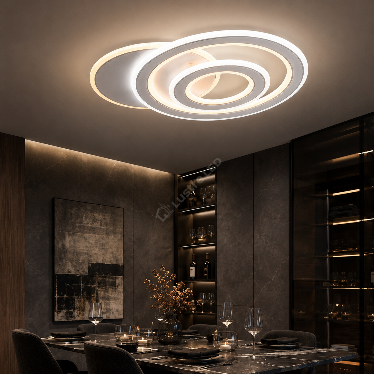 Lustra LED Aplicata REIMS White Echivalent 400W Telecomanda