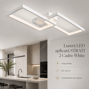 Lustra LED Aplicata STRATI 2 Cadre White 3CCT Telecomanda 60CM Echivalent 280W