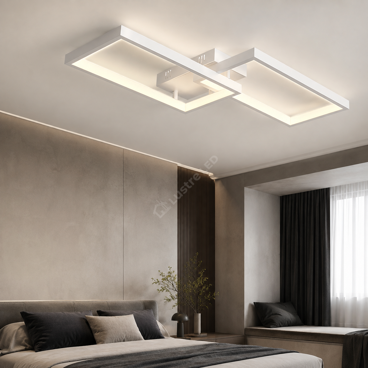 Lustra LED Aplicata STRATI 2 Cadre White 3CCT Telecomanda 60CM Echivalent 280W