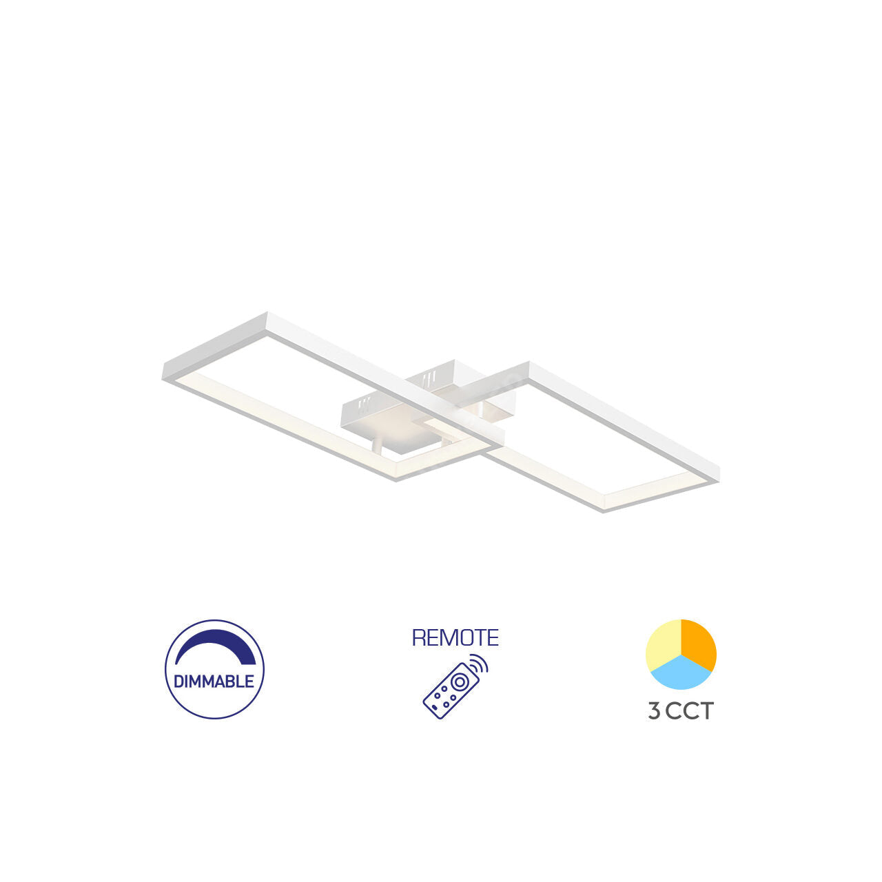 Lustra LED Aplicata STRATI 2 Cadre White 3CCT Telecomanda 60CM Echivalent 280W