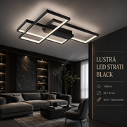 Lustra LED Aplicata STRATI Black 3CCT Telecomanda 65CM Echivalent 450W