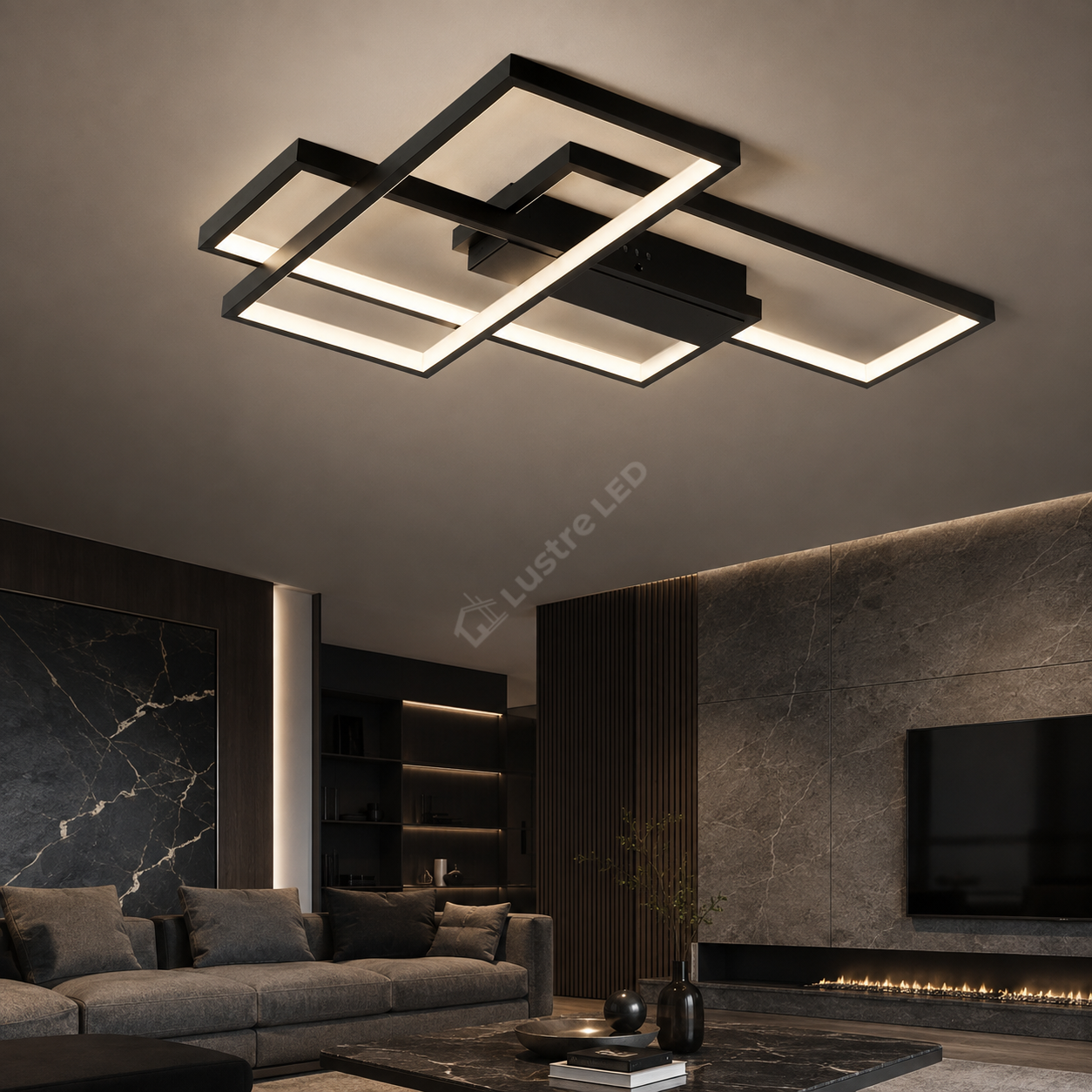 Lustra LED Aplicata STRATI Black 3CCT Telecomanda 65CM Echivalent 450W