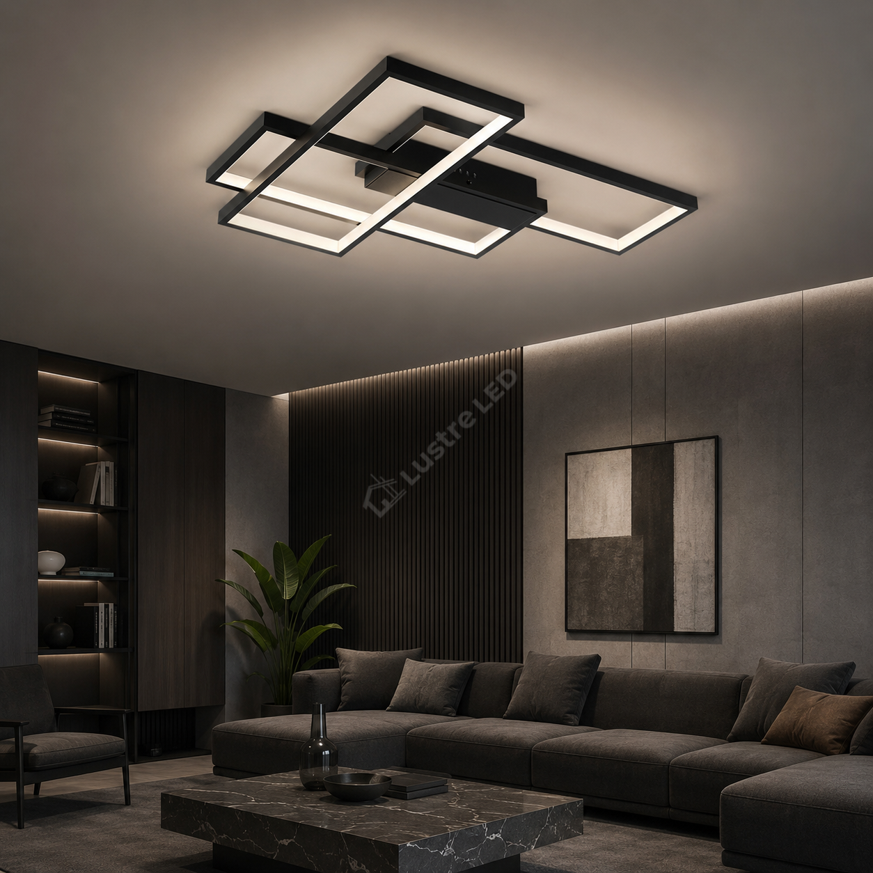 Lustra LED Aplicata STRATI Black 3CCT Telecomanda 65CM Echivalent 450W