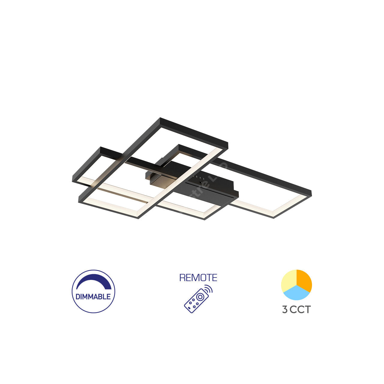 Lustra LED Aplicata STRATI Black 3CCT Telecomanda 65CM Echivalent 450W