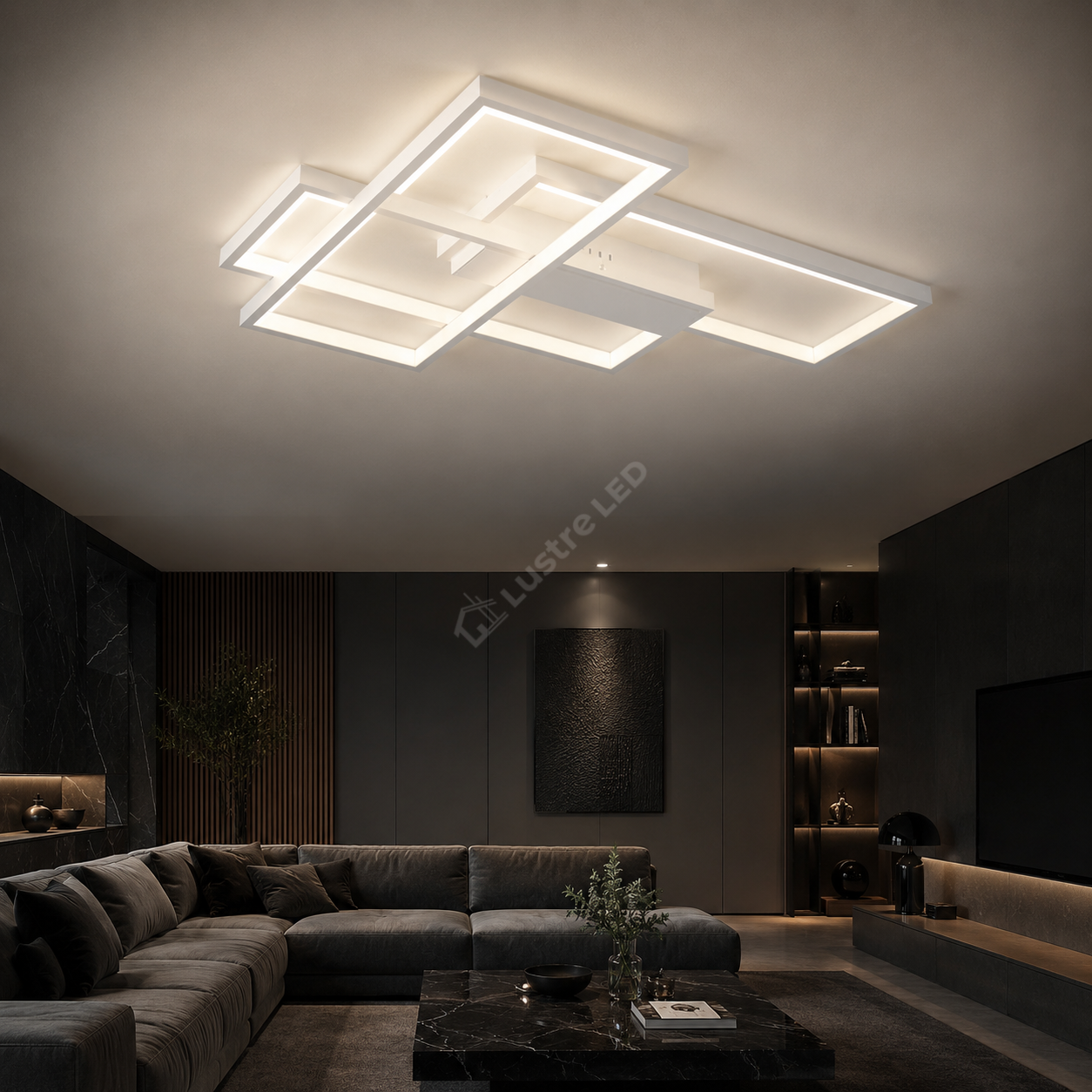 Lustra LED Aplicata STRATI White 3CCT Telecomanda 65CM Echivalent 450W