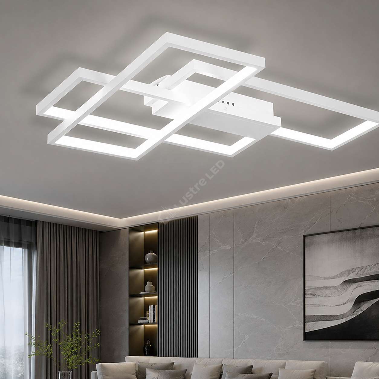 Lustra LED Aplicata STRATI White 3CCT Telecomanda 65CM Echivalent 450W