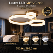 Lustra LED ARYA Gold Circle 3 Lumini Din Buton PREMIUM