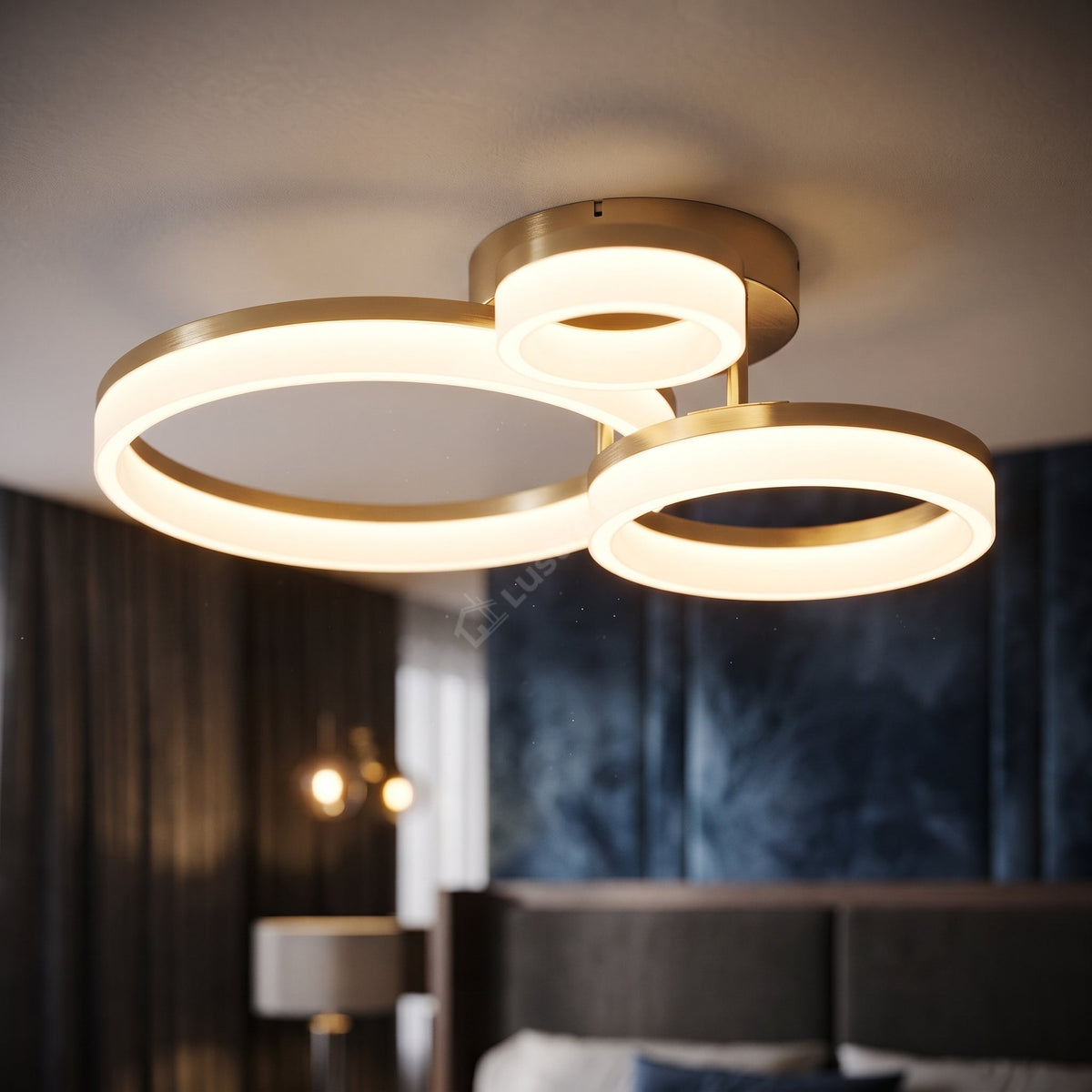 Lustra LED ARYA Gold Circle 3 Lumini Din Buton PREMIUM