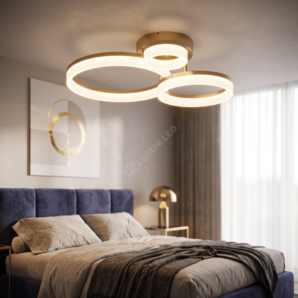 Lustra LED ARYA Gold Circle 3 Lumini Din Buton PREMIUM