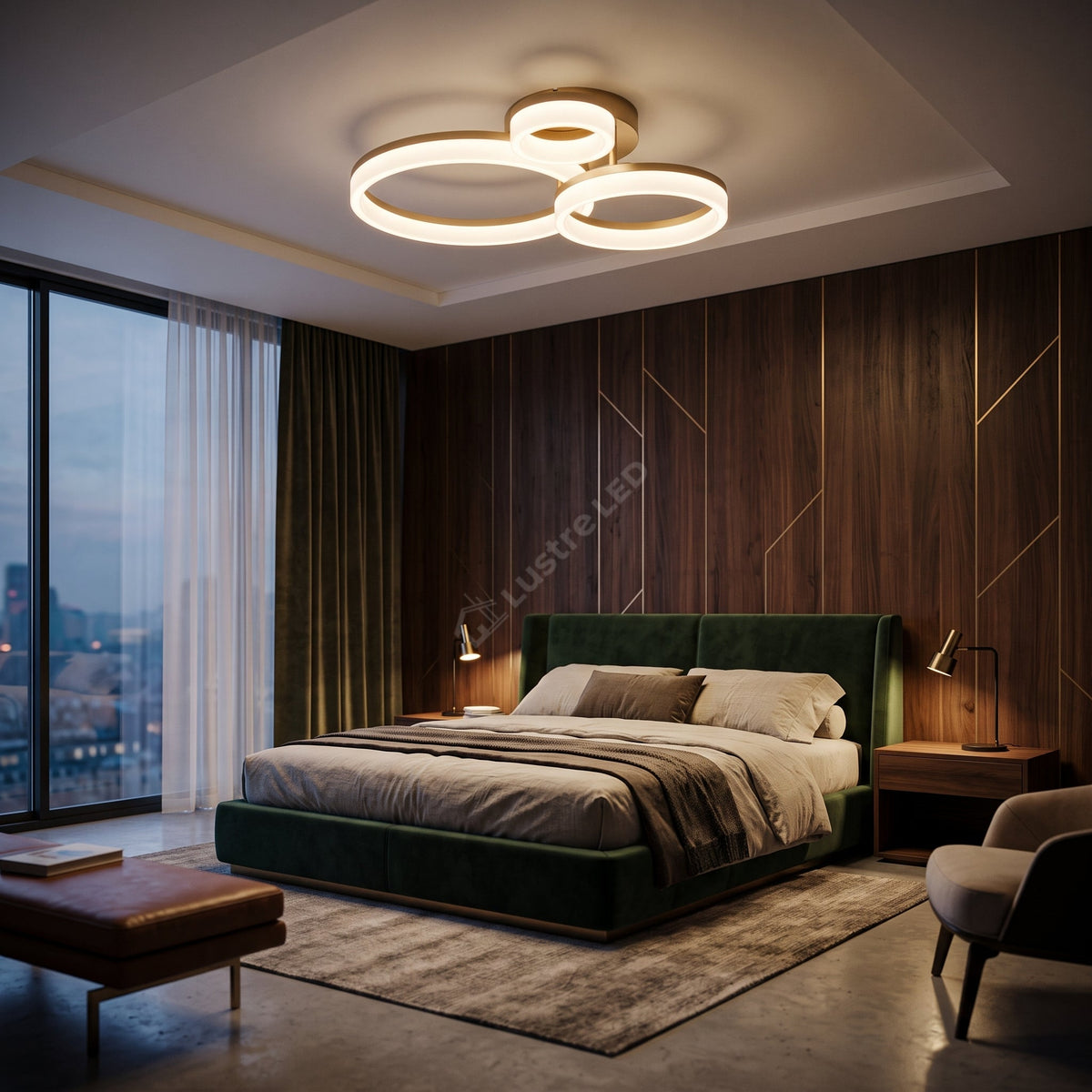Lustra LED ARYA Gold Circle 3 Lumini Din Buton PREMIUM