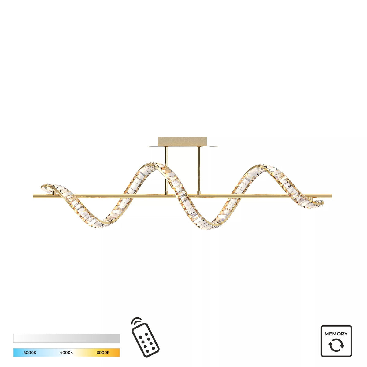 Lustra LED Athesa Crystal Gold Line Premium Echivalent 300W Telecomanda