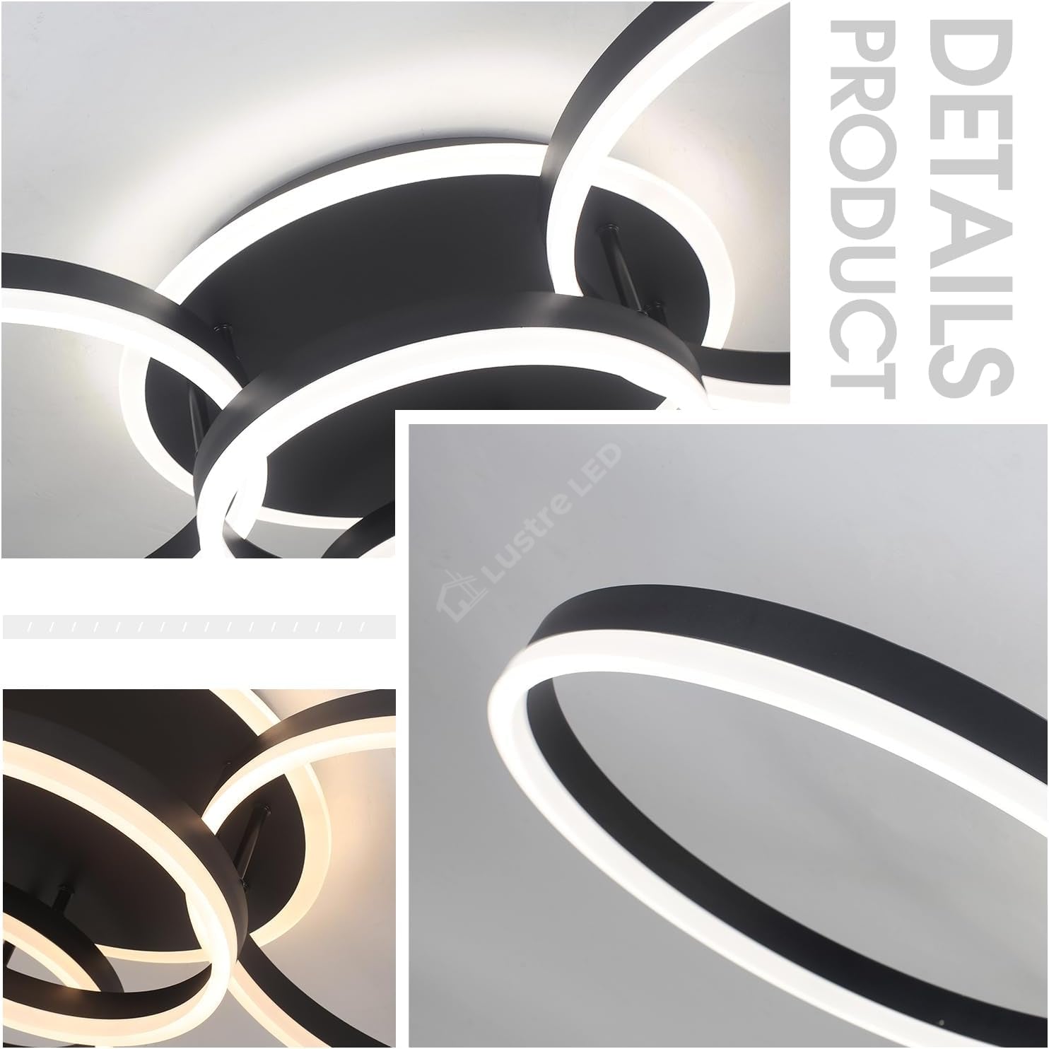 Lustra LED Beauty Circle BLACK Gigant Echivalent 1200W Telecomanda