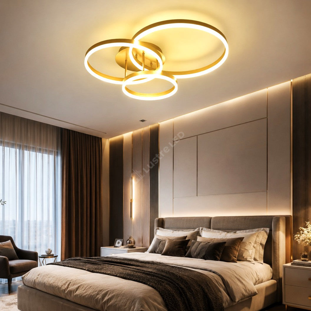 Lustra LED Beauty Gold 3 MID Circle Echivalent 400W Telecomanda