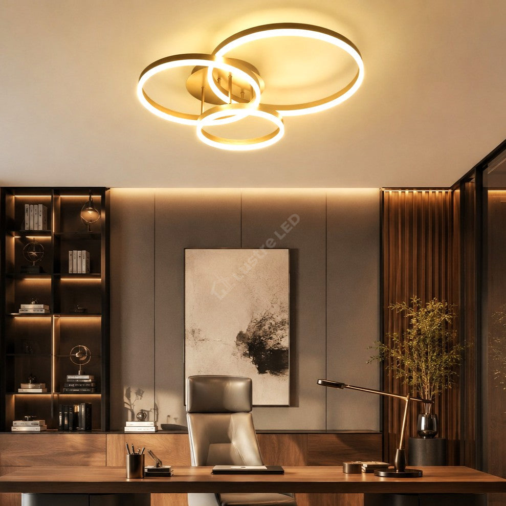 Lustra LED Beauty Gold 3 MID Circle Echivalent 400W Telecomanda