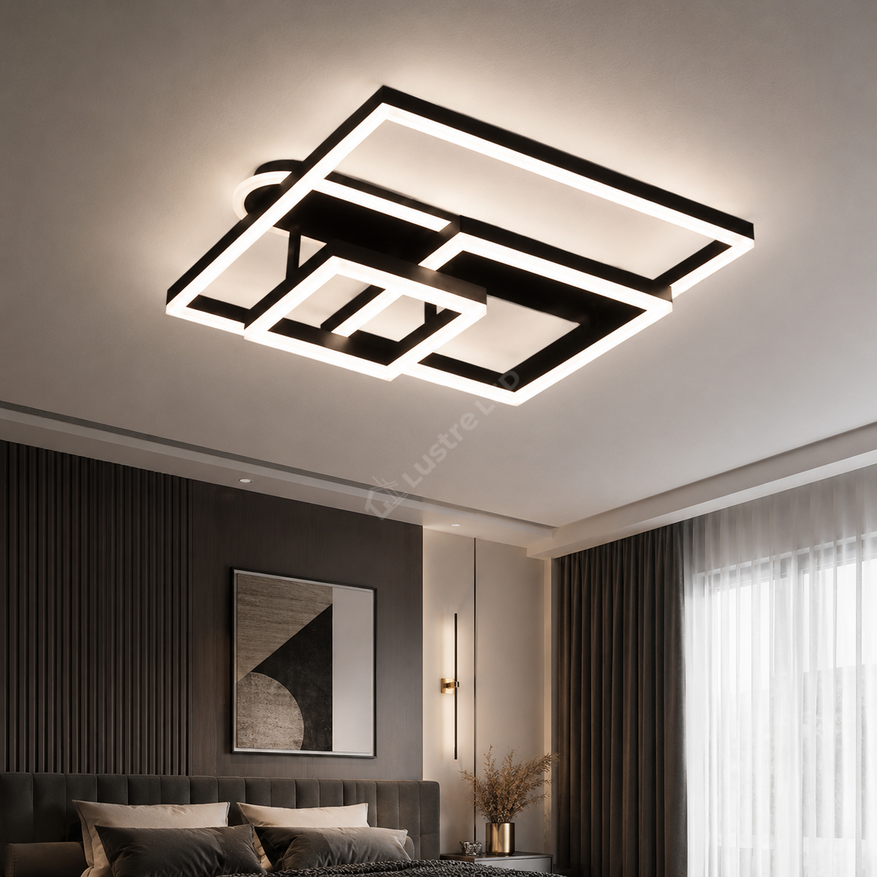 Lustra LED Beauty Square Black Echivalent 800W Telecomanda