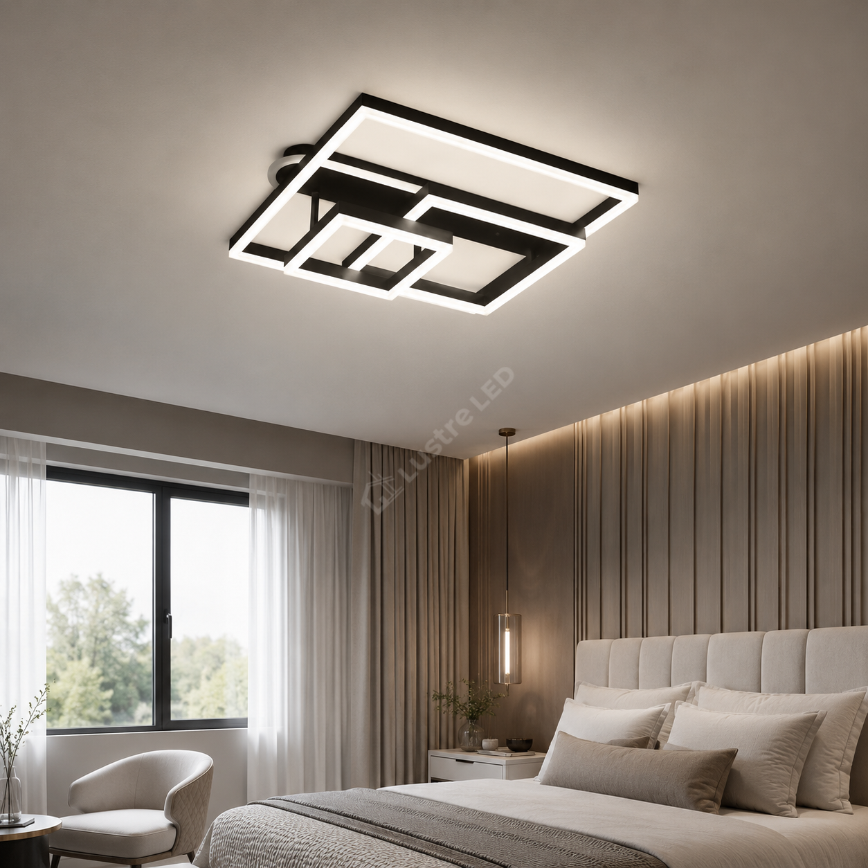 Lustra LED Beauty Square Black Echivalent 800W Telecomanda