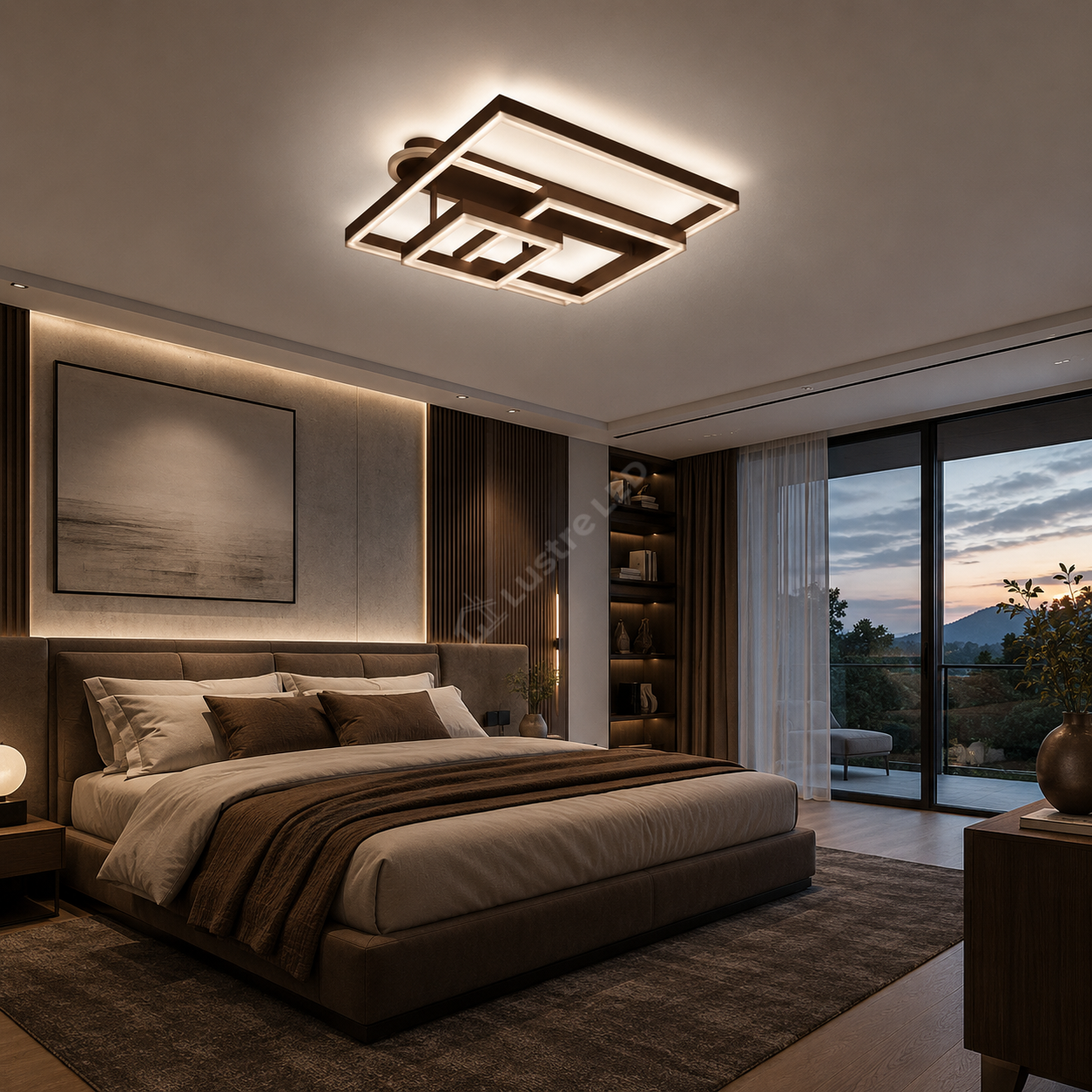 Lustra LED Beauty Square Brown Echivalent 800W Telecomanda