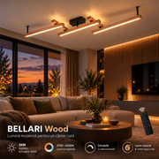Lustra LED BELLARI Wood Reglabila Echivalent 400W Telecomanda
