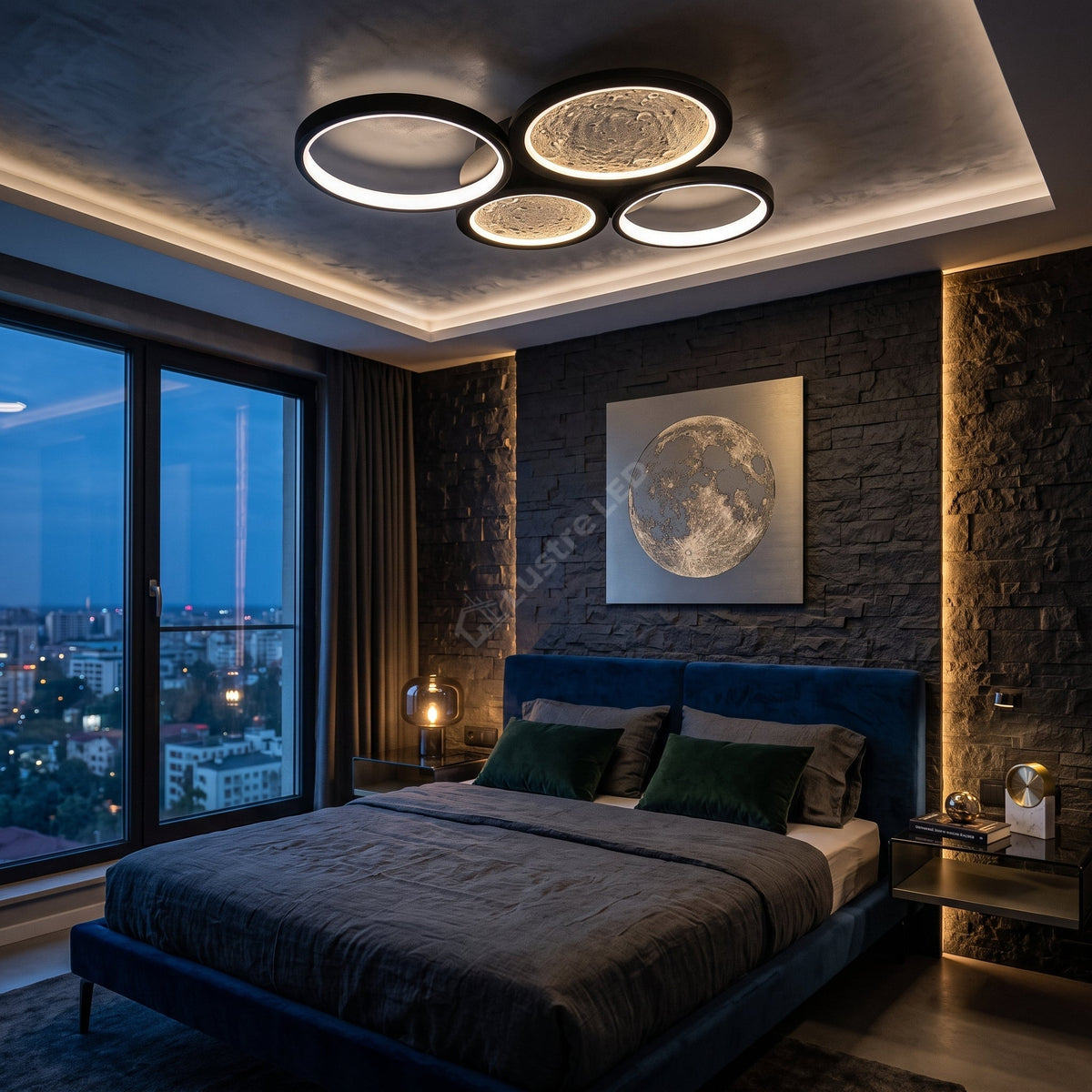 Lustra LED Black Frozen Moon PREMIUM Telecomanda