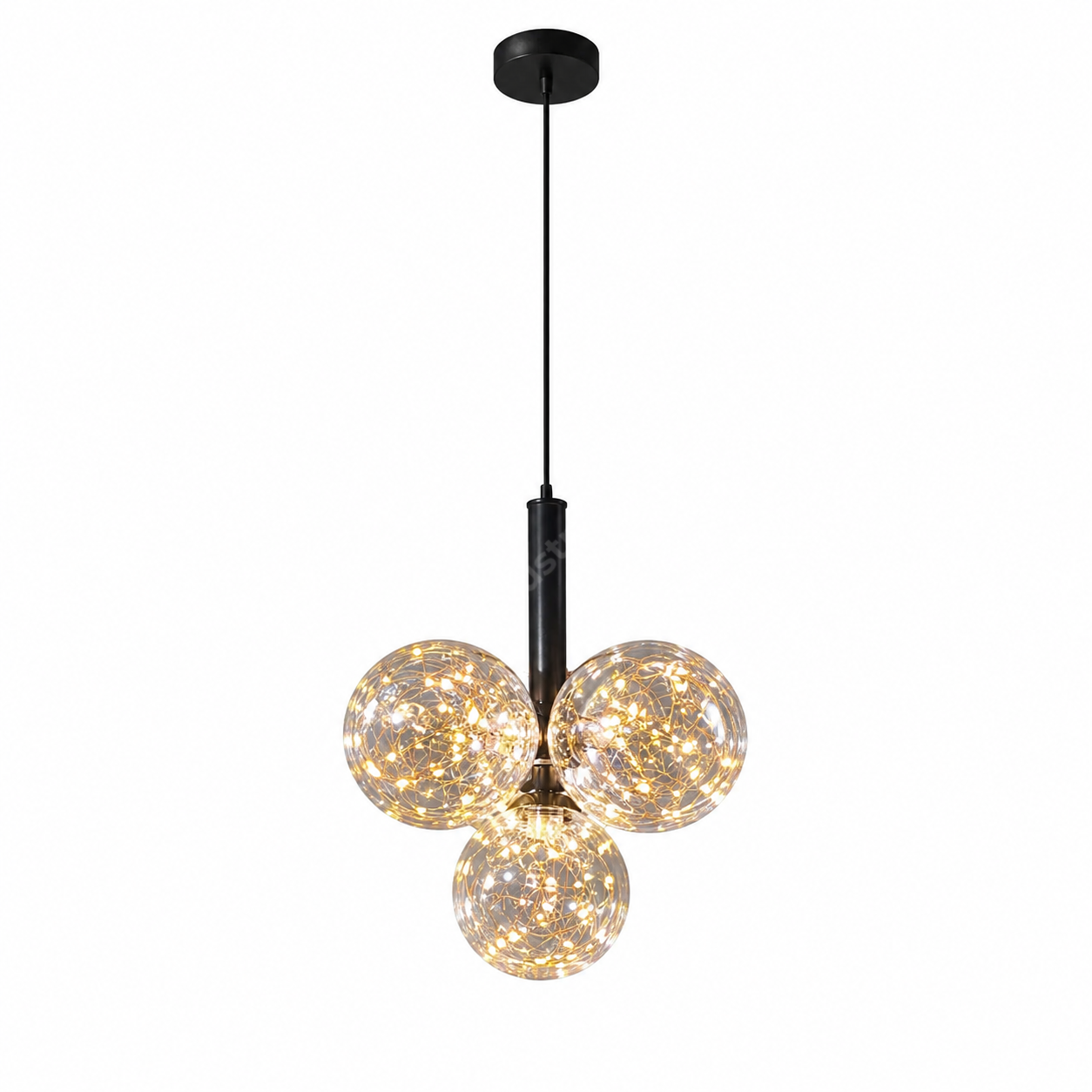 Lustra LED Suspendata Sparkle Black & Gold Echivalent 200W Telecomanda Ø33CM