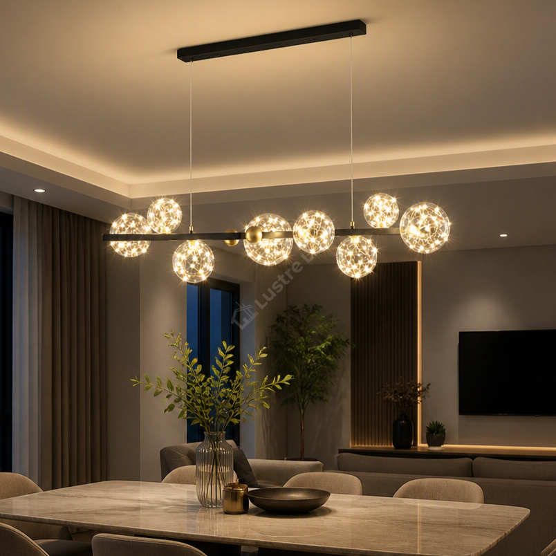 Lustra LED Black & Gold Sparkle Echivalent 300W Telecomanda 100CM