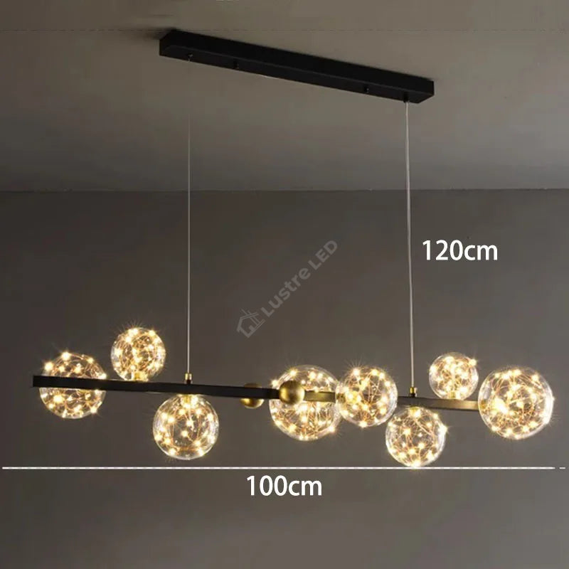 Lustra LED Black & Gold Sparkle Echivalent 300W Telecomanda 100CM