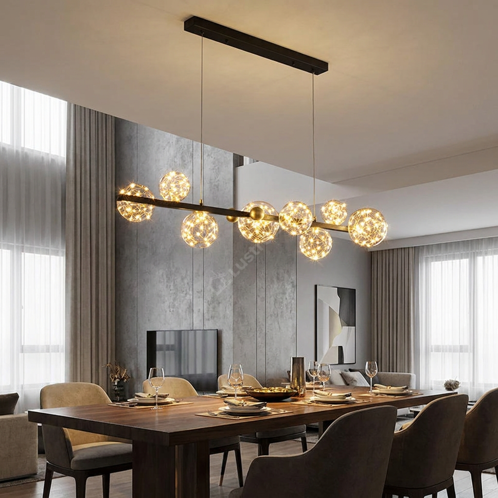 Lustra LED Black & Gold Sparkle Echivalent 300W Telecomanda 100CM