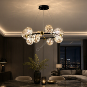Lustra LED Suspendata Sparkle Black & Gold Echivalent 350W Telecomanda Ø60CM