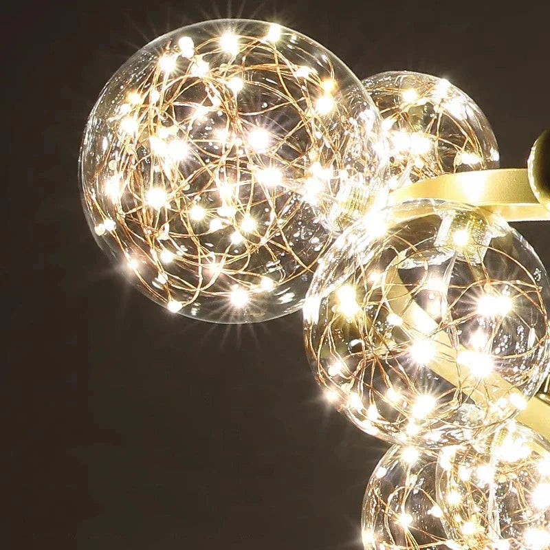 Lustra LED Suspendata Sparkle Black & Gold Echivalent 350W Telecomanda Ø60CM