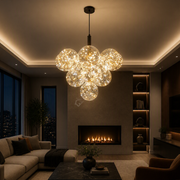 Lustra LED Suspendata Sparkle Black & Gold Echivalent 500W Telecomanda Ø50CM