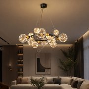 Lustra LED Black & Gold Sparkle Echivalent 500W Telecomanda Ø80CM