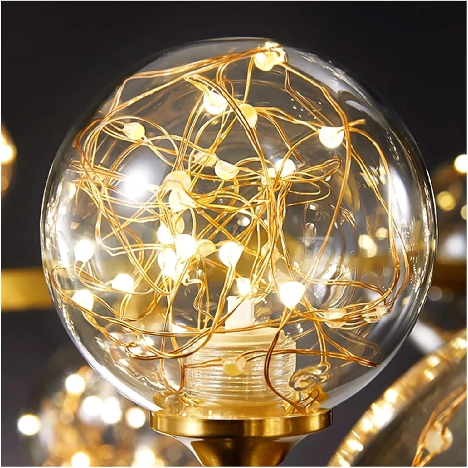 Lustra LED Black & Gold Sparkle Echivalent 500W Telecomanda Ø80CM