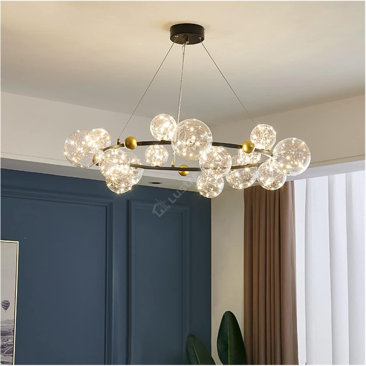 Lustra LED Black & Gold Sparkle Echivalent 700W Telecomanda Ø100CM