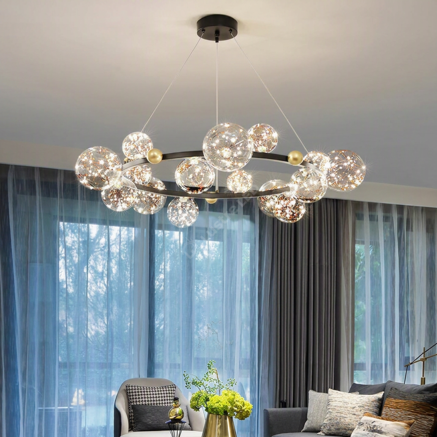 Lustra LED Black & Gold Sparkle Echivalent 700W Telecomanda Ø100CM