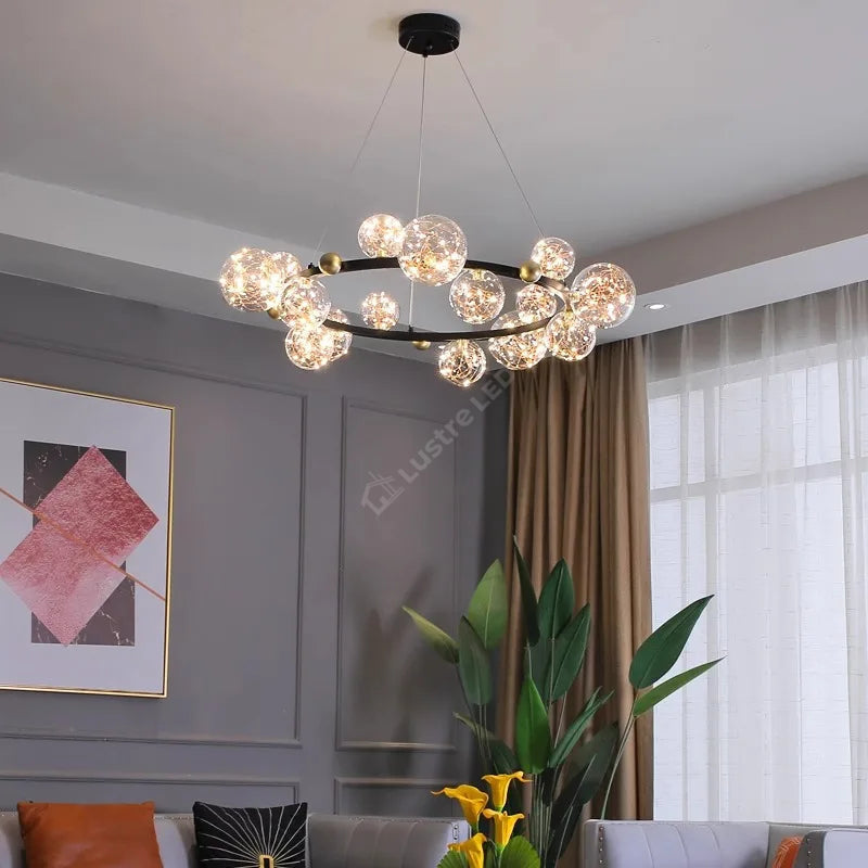 Lustra LED Black & Gold Sparkle Echivalent 700W Telecomanda Ø100CM