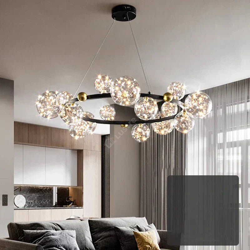 Lustra LED Black & Gold Sparkle Echivalent 700W Telecomanda Ø100CM