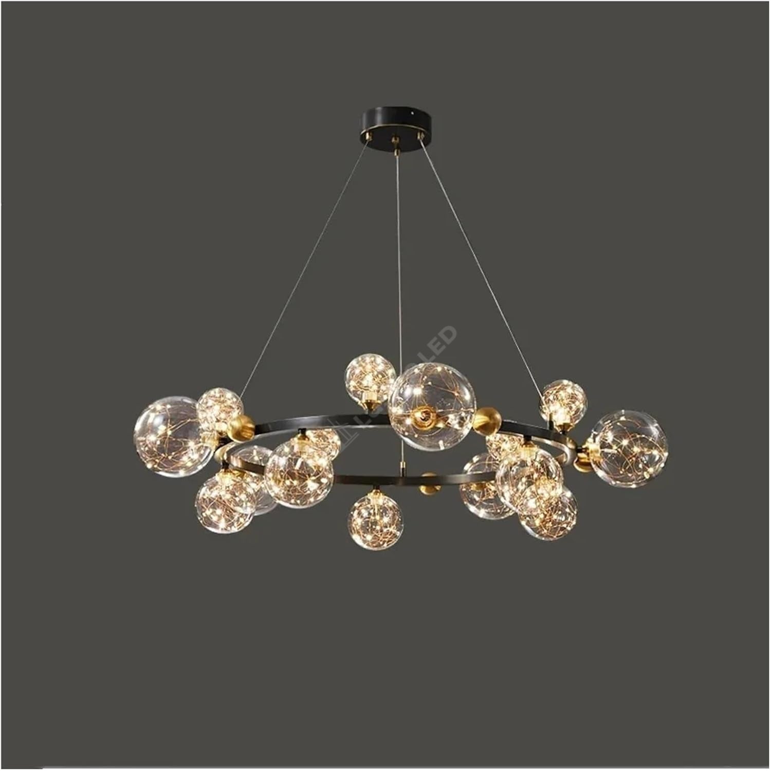 Lustra LED Black & Gold Sparkle Echivalent 700W Telecomanda Ø100CM