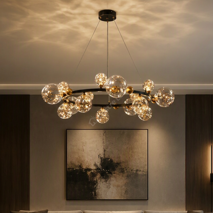 Lustra LED Black & Gold Sparkle Echivalent 700W Telecomanda Ø100CM