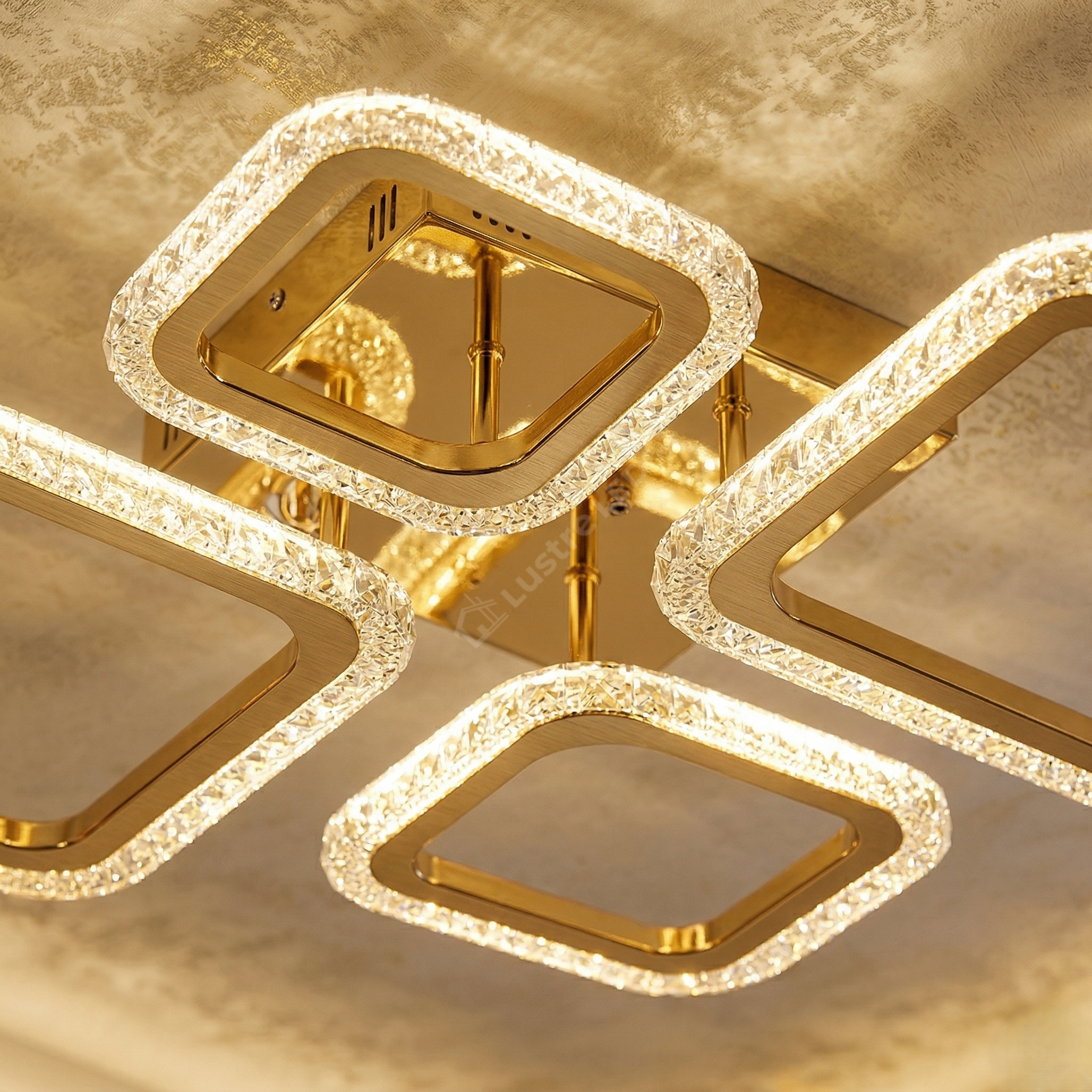 Lustra LED Brevia 2+2 Diamond Gold Echivalent 500W Telecomanda