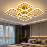 Lustra LED Brevia 4+1 Square Gold Echivalent 600W Telecomanda