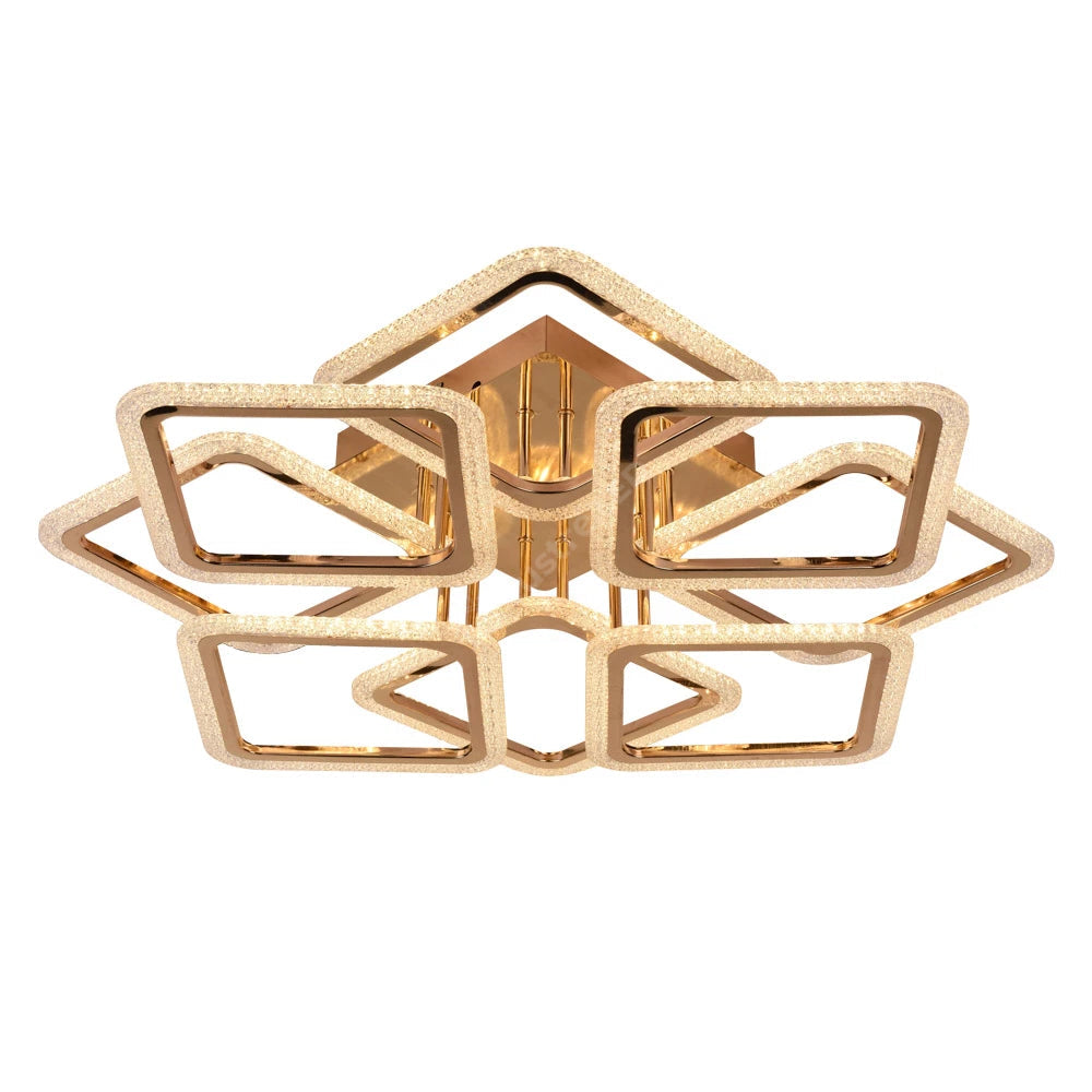Lustra LED Brevia Gold Square 4+4 Echivalent 1000W Telecomanda