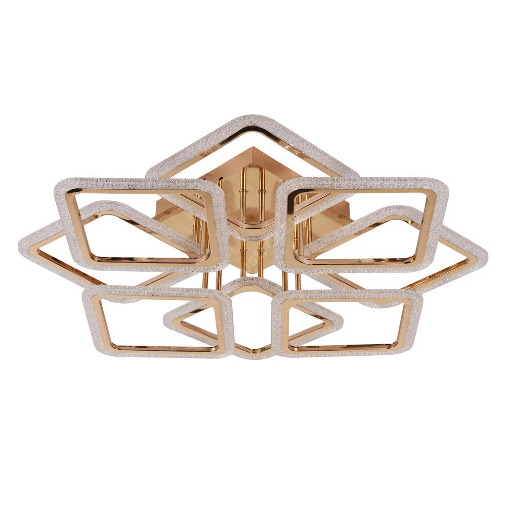 Lustra LED Brevia Gold Square 4+4 Echivalent 1000W Telecomanda