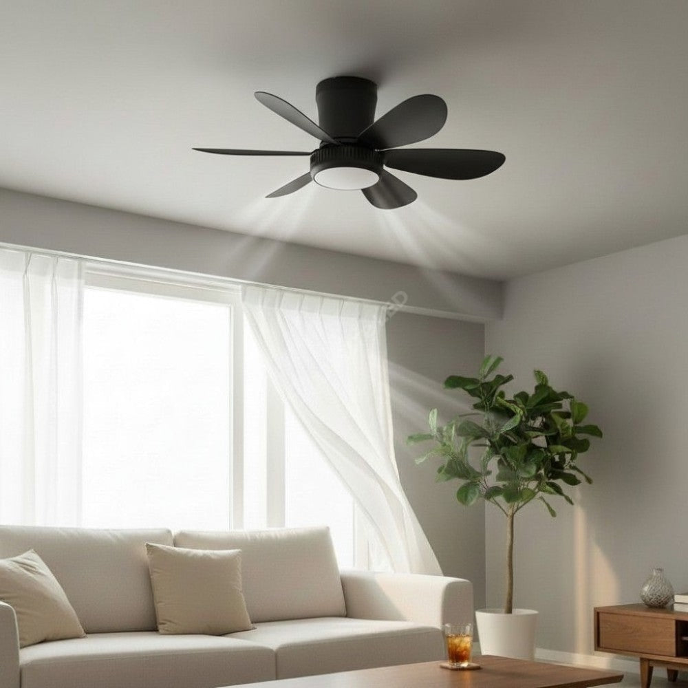 Lustra LED CCT VELO Black cu Ventilator Echivalent 200W Telecomanda