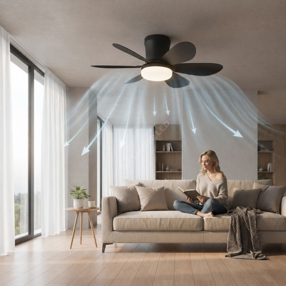 Lustra LED CCT VELO Black cu Ventilator Echivalent 200W Telecomanda
