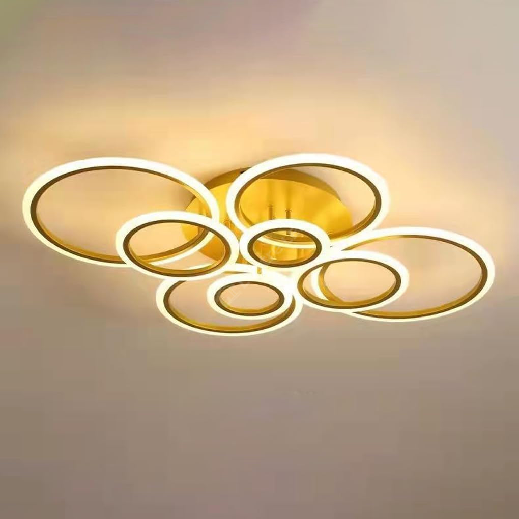 Lustra LED Circle 4 + 4 Gigant Gold Echivalent 1000W Telecomanda NEAGRA / 100CM / CIRCLE DESIGN Lighting Fixtures