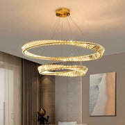 Lustra LED Cristal 2 Segmente 60x40cm Maxi EnVogue Gold 8000lm Telecomanda
