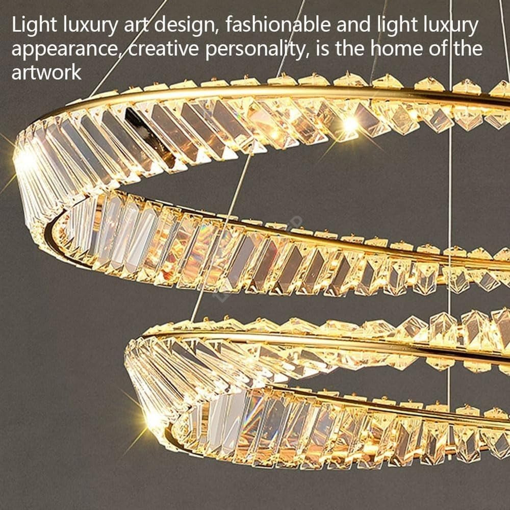 Lustra LED Cristal 2 Segmente 60x40cm Maxi EnVogue Gold 8000lm Telecomanda